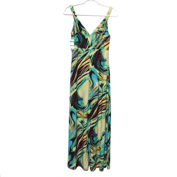 Vintage Tropical Print Maxi Dress Size S Sharon Max NWT - Picture 2 of 7